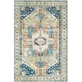 Livabliss Erin Olive Blue Tan Machine Woven Rug - 35X24