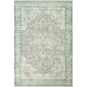 Livabliss Erin Cream Gray Wheat Aqua Sage Machine Woven Rug - 35X24