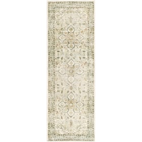 Livabliss Erin Cream Sage Gray Mustard Tan Machine Woven Rug - 91X31