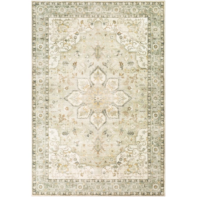 Livabliss Erin Cream Sage Gray Mustard Tan Machine Woven Rug - 35X24 ERN2310-23