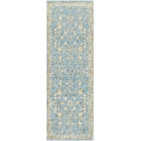 Livabliss Erin Denim Light Blue Cream Wheat Gray Machine Woven Rug - 91X31