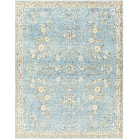 Livabliss Erin Denim Light Blue Cream Wheat Gray Machine Woven Rug - 113X90