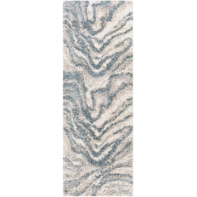 Livabliss Eskimo Shag Blue Light Gray Light Beige Cream Machine Woven Rug -...