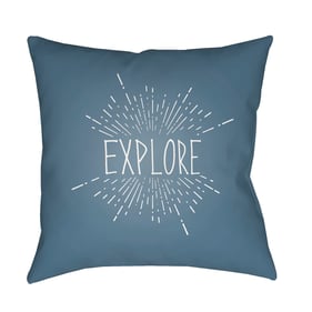 Livabliss Explore II Slate Blue Off White Charcoal Accent Pillow Cover - 20...