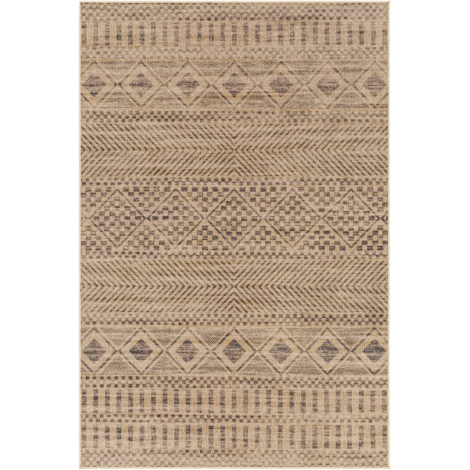 Livabliss Ez Jute Light Brown Black Beige Machine Global Woven Rug - 144x108 EZT2315-912