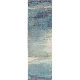 Livabliss Felicity Light Blue Denim Gray Beige Machine Woven Rug - 96x30