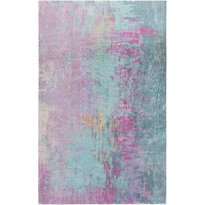 Livabliss Felicity Lavender Deep Teal Magenta Dusty Sage Aqua Machine Woven Rug - 108x79 FCT8003-679