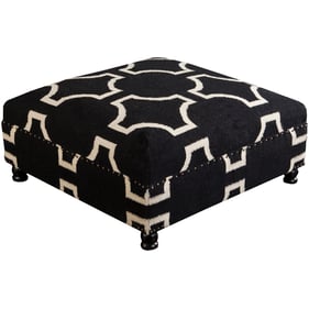 Livabliss Furniture Black Light Beige Black Ottoman