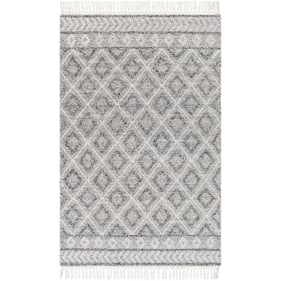 Livabliss Fleur White Gray Black Handmade Rug - 120x96 FLE-2301