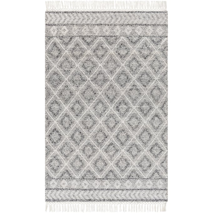 Livabliss Fleur White Gray Black Handmade Rug - 108x72 FLE-2301 FLE2301-69