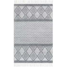 Livabliss Fleur White Black Light Slate Handmade Rug - 45x27 FLE-2307