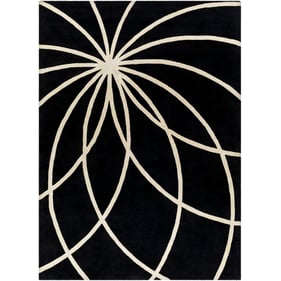 Livabliss Forum Black Cream Handmade Rug - 132x96