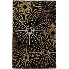 Livabliss Forum Black Dark Brown Tan Handmade Rug - 96x60