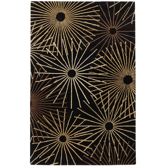 Livabliss Forum Black Dark Brown Tan Handmade Rug - 96x60 FM7090-58