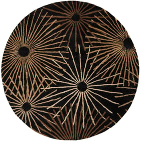 Livabliss Forum Black Dark Brown Tan Round Handmade Rug - 72x72