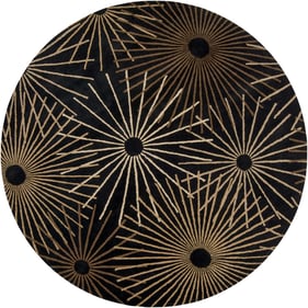 Livabliss Forum Black Dark Brown Tan Round Handmade Rug - 96x96