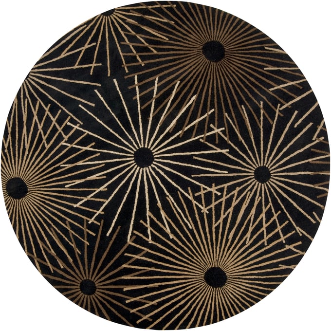 Livabliss Forum Black Dark Brown Tan Round Handmade Rug - 96x96 FM7090-8RD