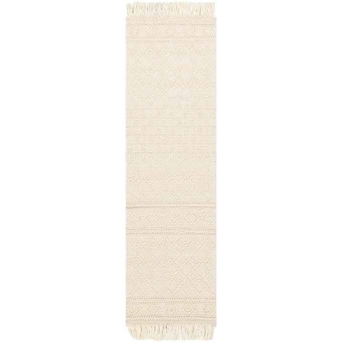 Livabliss Farmhouse Tassels White Beige Handmade Rug - 96x30 FTS2305-268