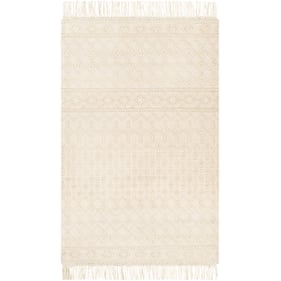 Livabliss Farmhouse Tassels White Beige Handmade Rug - 90x60