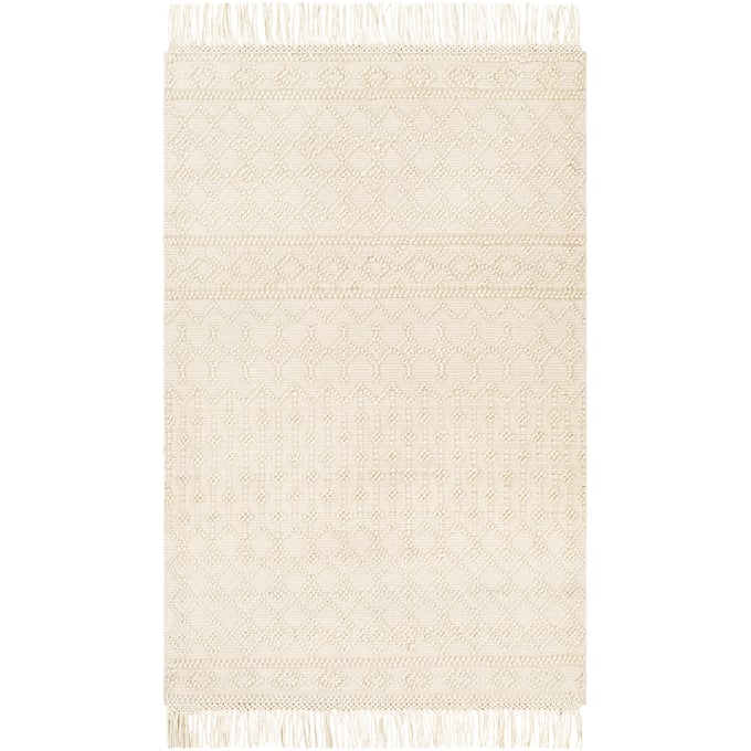 Livabliss Farmhouse Tassels White Beige Handmade Rug - 144x108 FTS2305-912