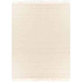 Livabliss Farmhouse Tassels White Beige Handmade Rug - 120x96