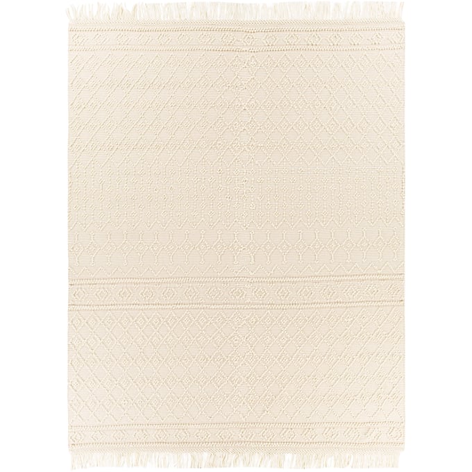 Livabliss Farmhouse Tassels White Beige Handmade Rug - 120x96 FTS2305-810