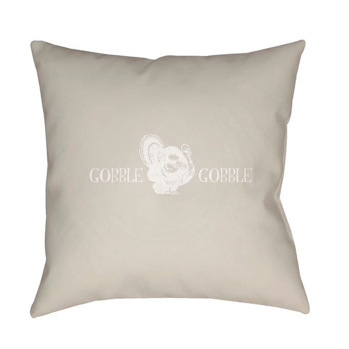 Livabliss Gobble Gobble Ash Off White Sterling Grey Metallic Silver Accent Pillow Cover - 18x18 GOBB002-1818