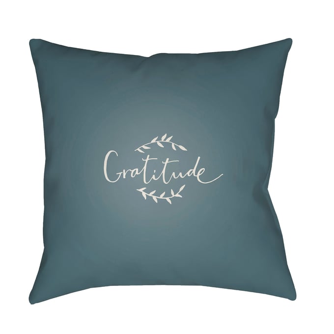 Livabliss Gratitude Medium Grey Light Silver Charcoal Slate Blue Accent Pillow Cover - 18x18 GTD004-1818