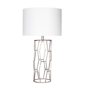 Livabliss Gavin White Metallic Silver Accent Table Lamp