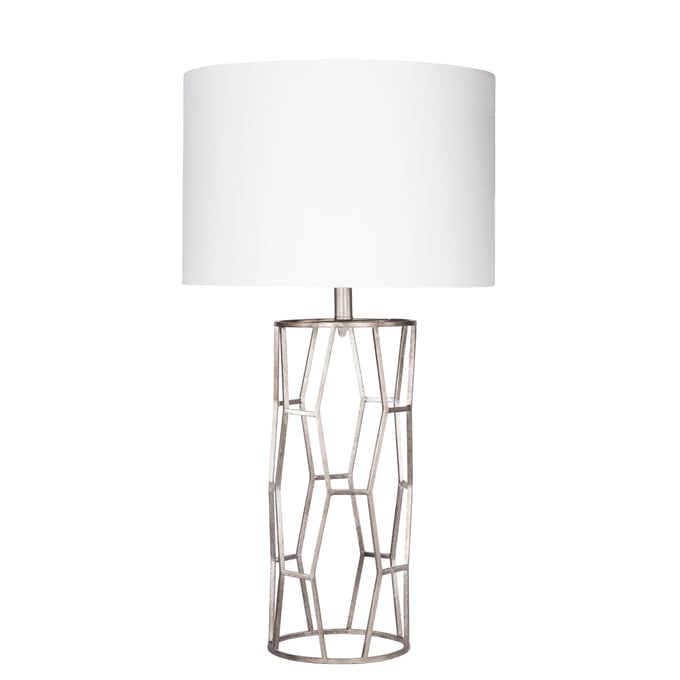 Livabliss Gavin White Metallic Silver Accent Table Lamp GVLP-001