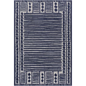 Livabliss Greenwich Ink Blue Gray Machine Woven Rug - 108x79 GWC-2332