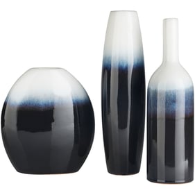 Livabliss Harris Navy White 3pc Vase Set