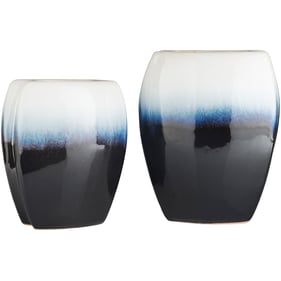 Livabliss Harris Navy White 2pc Vase Set