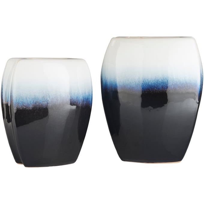 Livabliss Harris Navy White 2pc Vase Set HAI002-SET