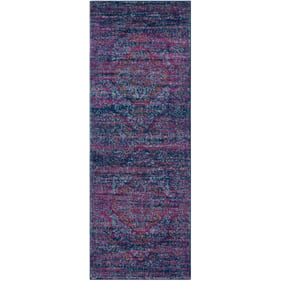 Livabliss Harput Teal Navy Burgundy Burnt Orange Machine Woven Rug - 87x31