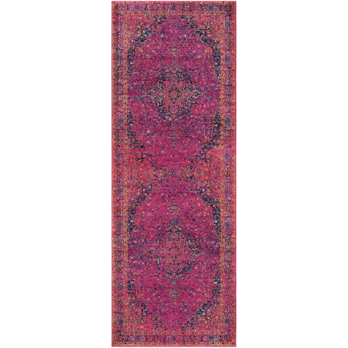 Livabliss Harput Burgundy Burnt Orange Teal Navy Medium Gray Machine Woven Rug - 87x31 HAP1008-2773