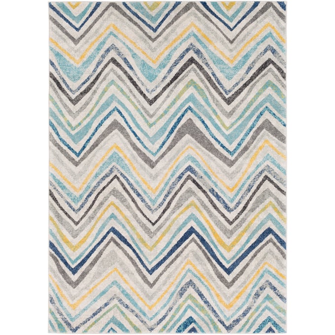 Livabliss Harput Navy Medium Gray Charcoal Teal Yellow Light Beige Machine Woven Rug - 150x106 HAP1027-93126