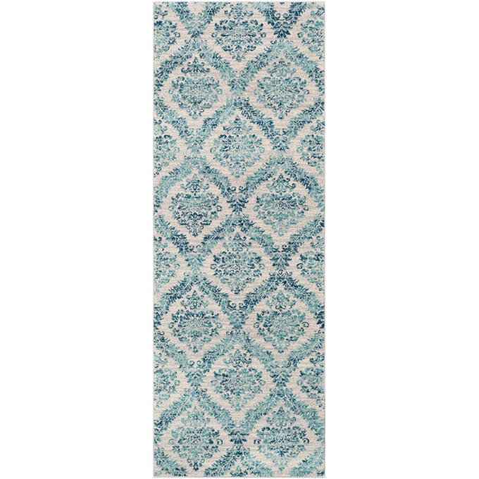 Livabliss Harput Navy Ivory Medium Gray Teal Machine Woven Rug - 87x31 HAP1055-2773