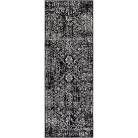 Livabliss Harput Black Charcoal Light Slate Ivory Machine Woven Rug - 87x31