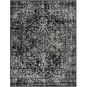 Livabliss Harput Black Charcoal Light Slate Ivory Machine Woven Rug - 122x9...