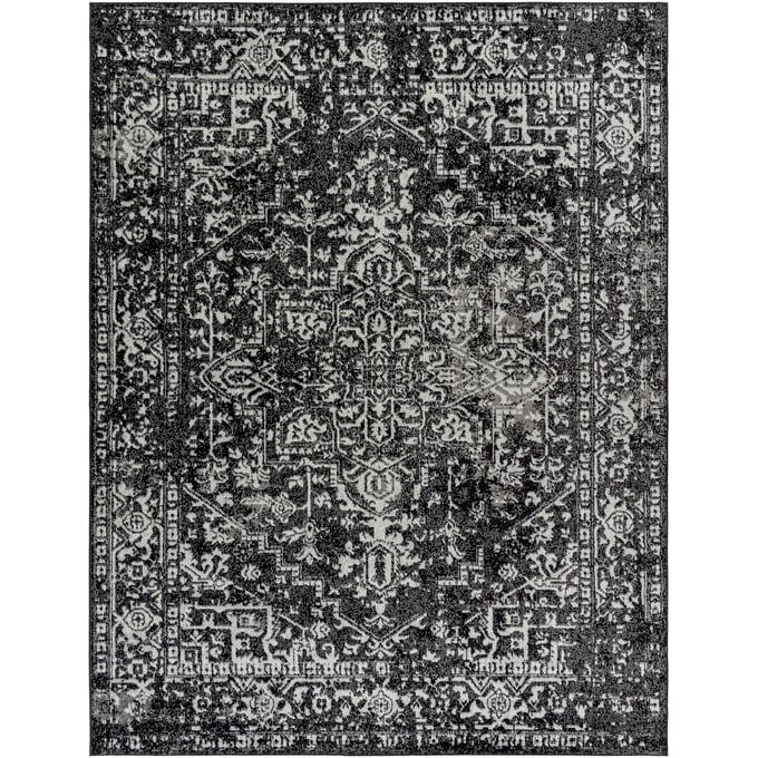 Livabliss Harput Black Charcoal Light Slate Ivory Machine Woven Rug - 122x94 HAP1087-710103