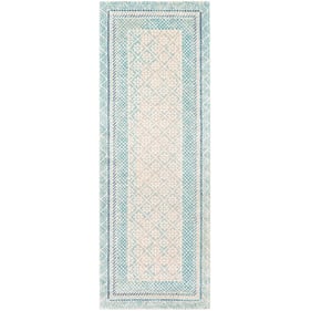 Livabliss Harput Aqua Light Slate Bright Blue Ivory Machine Woven Rug - 87x...