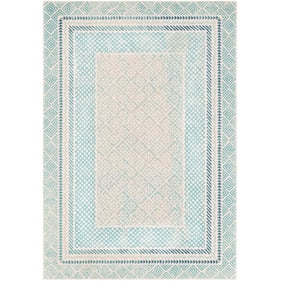 Livabliss Harput Aqua Light Slate Bright Blue Ivory Machine Woven Rug - 87x...