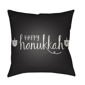 Livabliss Happy Hannukah Black Onyx Light Steel Grey Accent Pillow Cover - ...