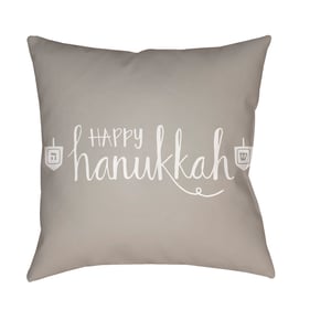 Livabliss Happy Hannukah Sterling Grey Pewter Off White Accent Pillow Cover...