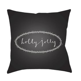 Livabliss Holly Jolly Onyx Light Silver Black Ink Accent Pillow Cover - 18x...