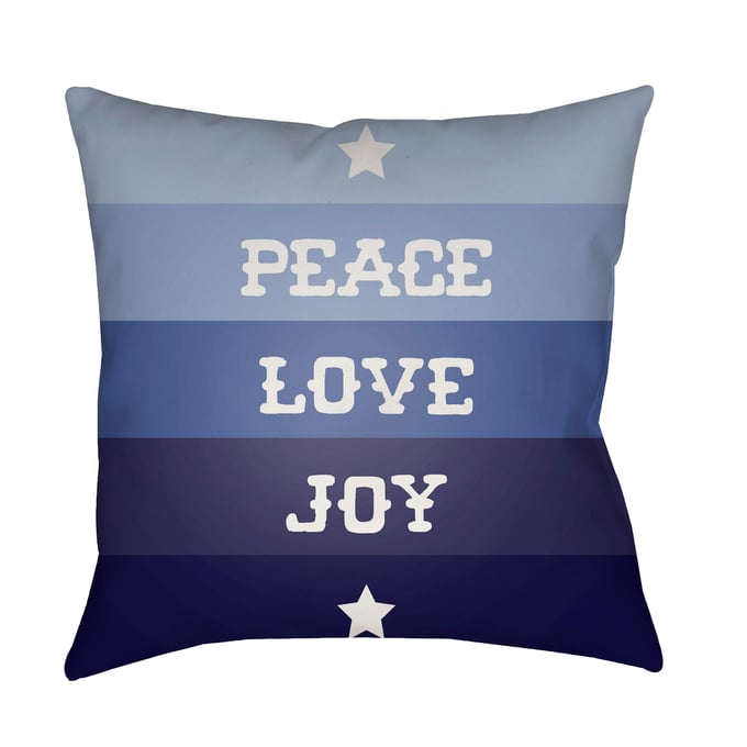 Livabliss Peace Love Joy Light Silver Pewter Violet Slate Blue Marine Blue Accent Pillow Cover - 18x18 HDY077-1818