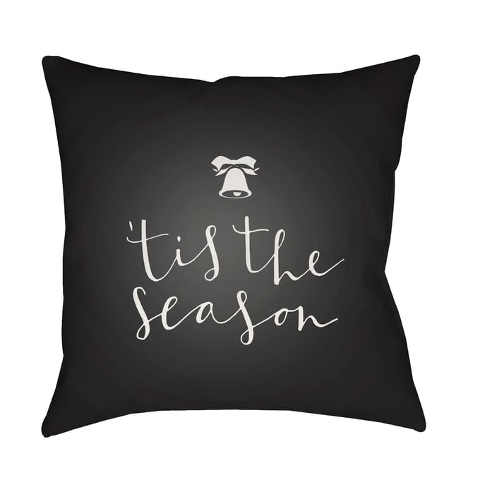 Livabliss Tis The Season I Black Onyx Light Silver Steel Grey Accent Pillow Cover - 18x18 HDY091-1818