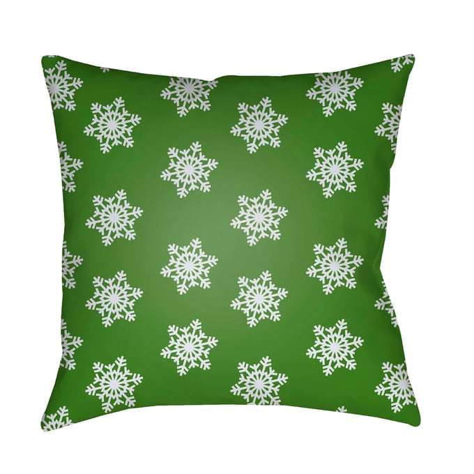 Livabliss Snowflakes Fern Green Light Grey Moss Accent Pillow Cover - 18x18 HDY101-1818