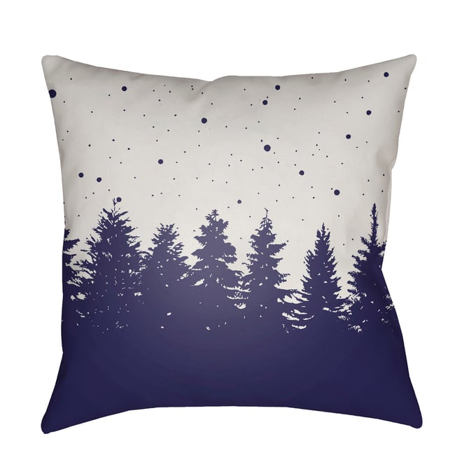 Livabliss Trees Light Grey Off White Dark Purple Marine Blue Accent Pillow Cover - 18x18 HDY113-1818